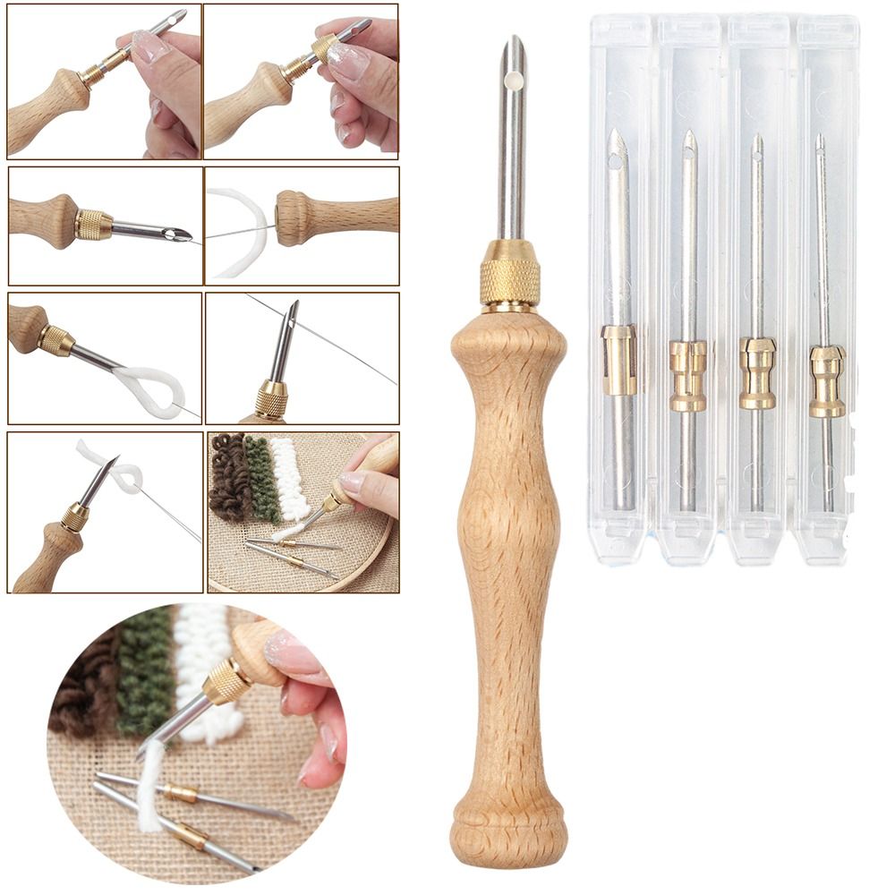 Embroidery Paper - Wooden Handle Embroidery Stitch Pen Adjustable