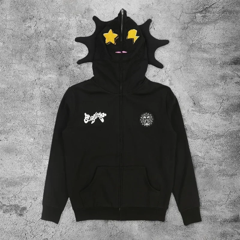 Embroidery Zip Up Hoodie - Women Men Y2K Fashion Hoodie Letter