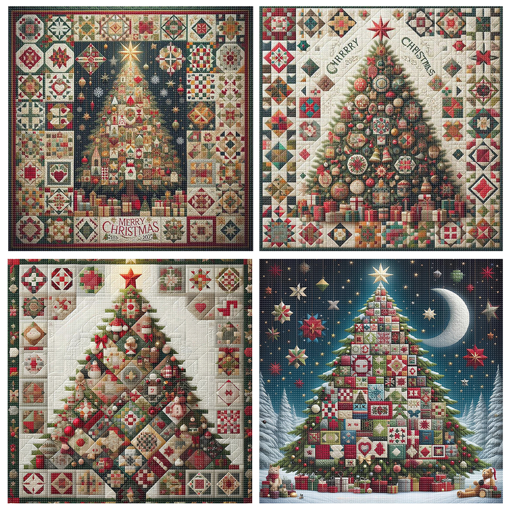 Embroidery Xmas Tree - Full Embroidery Eco-cotton Thread 14CT Printed