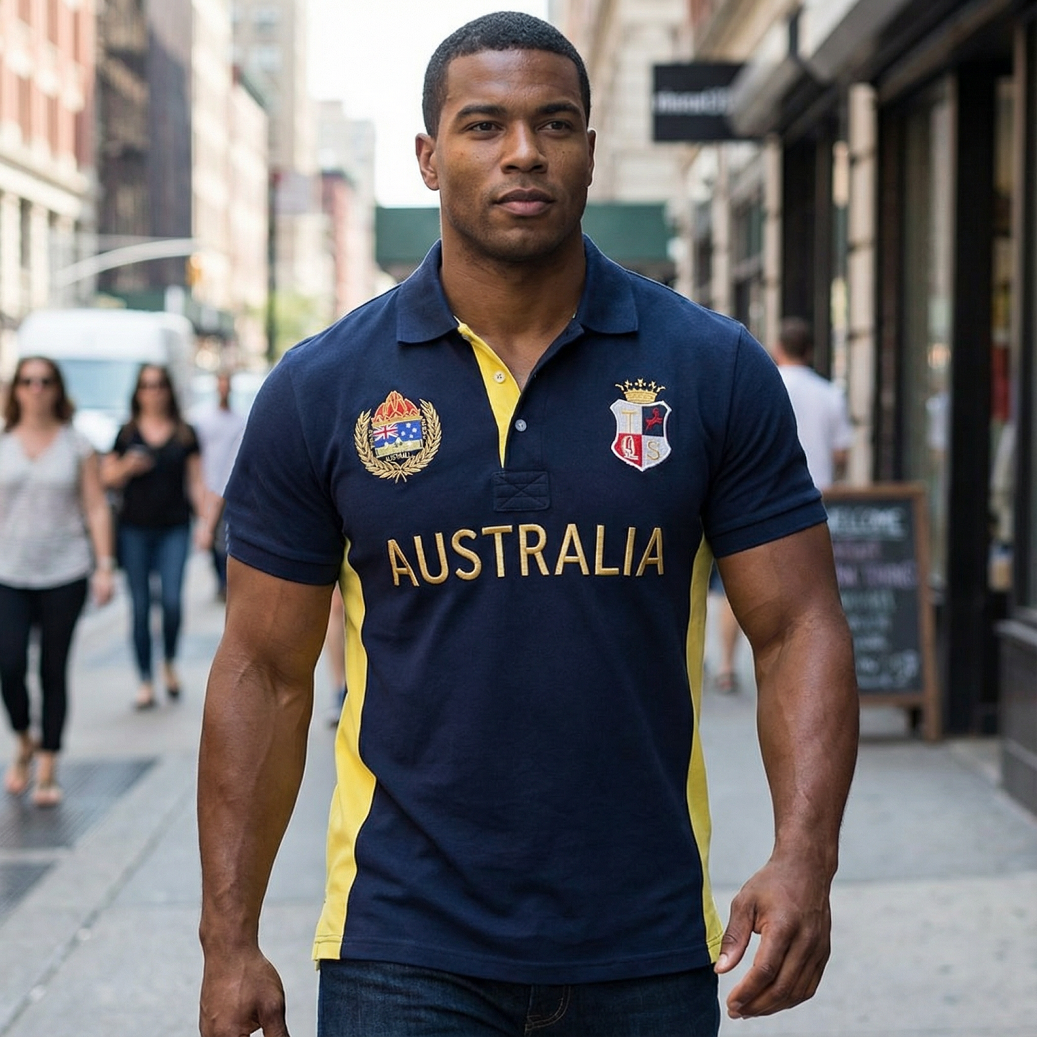 Embroidery Australia - Men's polo shirt Australia Royal Short