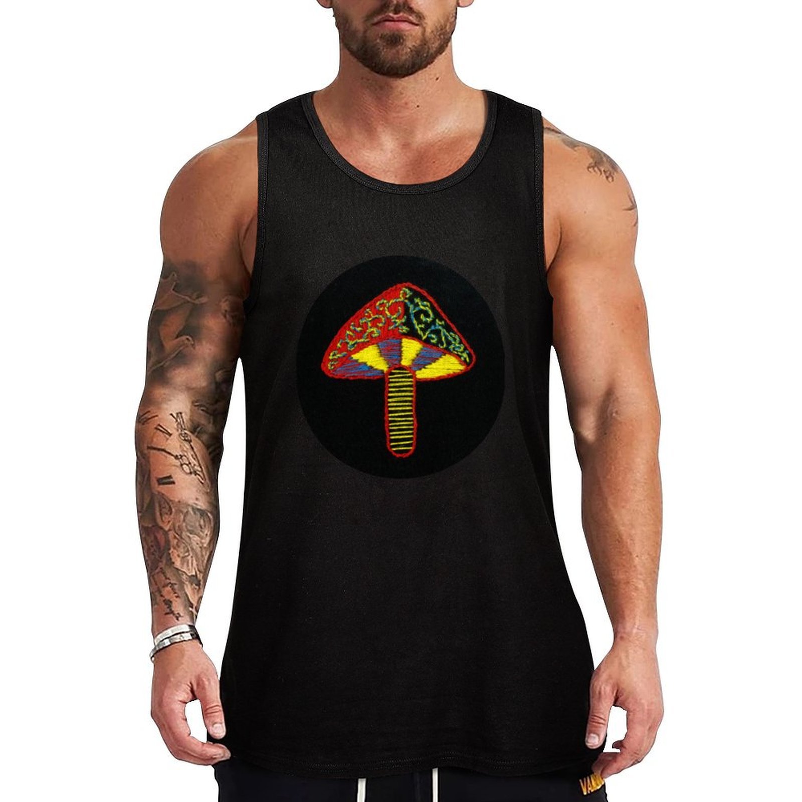 Embroidery Moisturizer - Primary Colors Patterned Mushroom Embroidery Tank