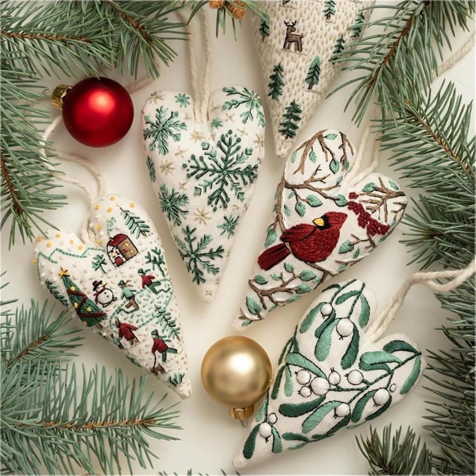 Embroidery Xmas Tree - 8Pcs Embroidery Christmas Ornament Kits with