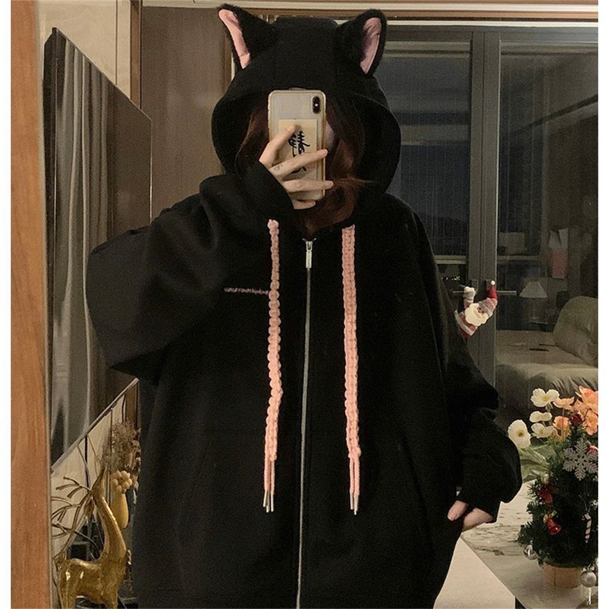 Embroidery Zip Up Hoodie - 2025 Cute Girls Spring And Autumn
