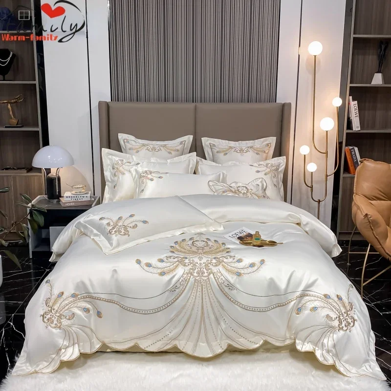 Luxury Gold Feather Embroidery – Embroidery Quilt Cover recenzja i cena