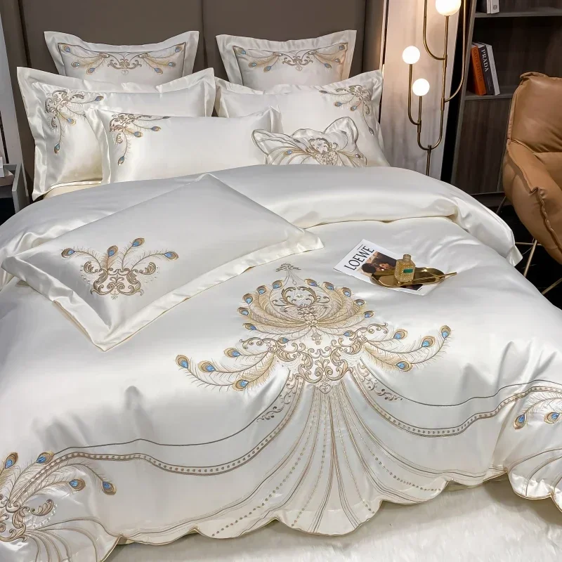 Luxury Gold Feather Embroidery – Embroidery Quilt Cover recenzja i cena