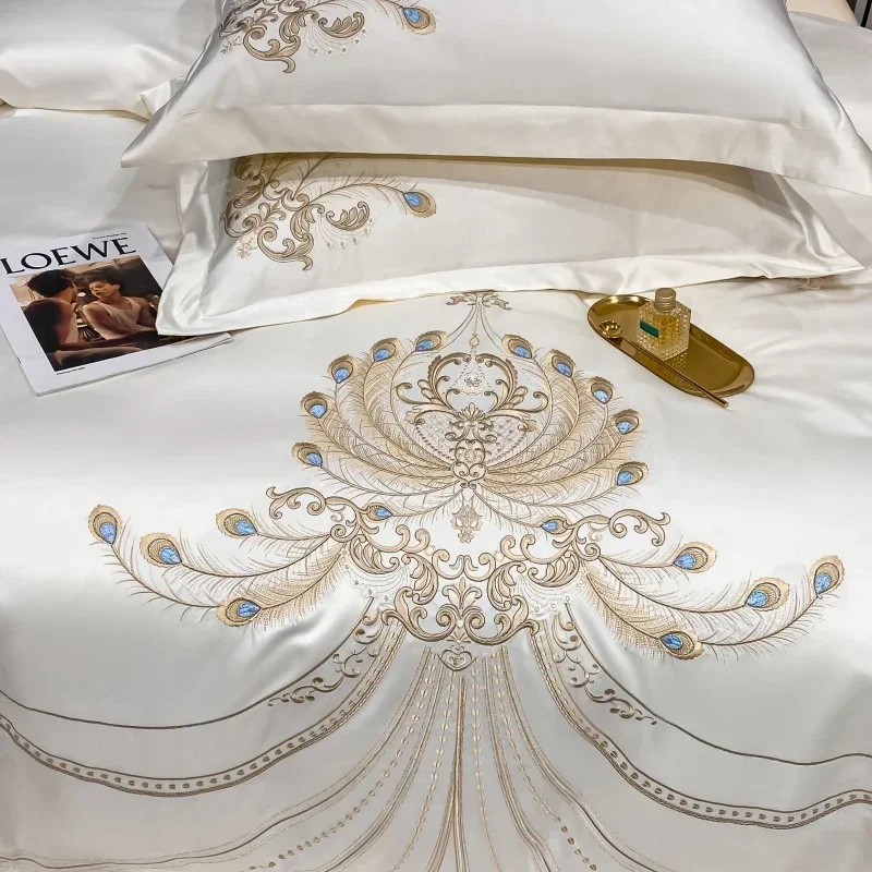 Luxury Gold Feather Embroidery – Embroidery Quilt Cover recenzja i cena