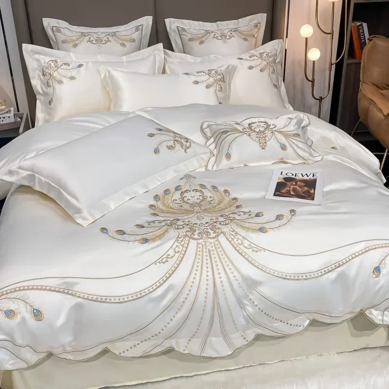 Luxury Gold Feather Embroidery – Embroidery Quilt Cover recenzja i cena