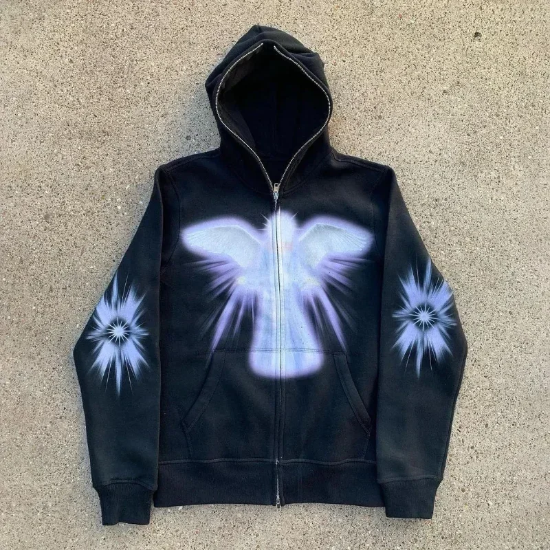 Women Men Y2K Fashion Hoodie L – Embroidery Zip Up Hoodie recenzja i cena