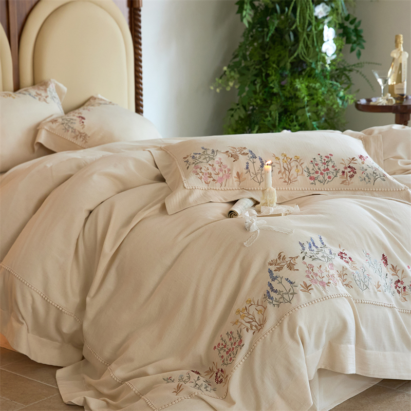 Natural Cotton Linen Vintage F – Embroidery Quilt Cover recenzja i cena