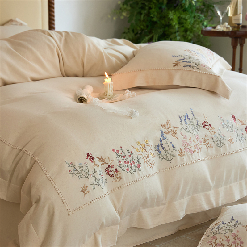 Natural Cotton Linen Vintage F – Embroidery Quilt Cover recenzja i cena