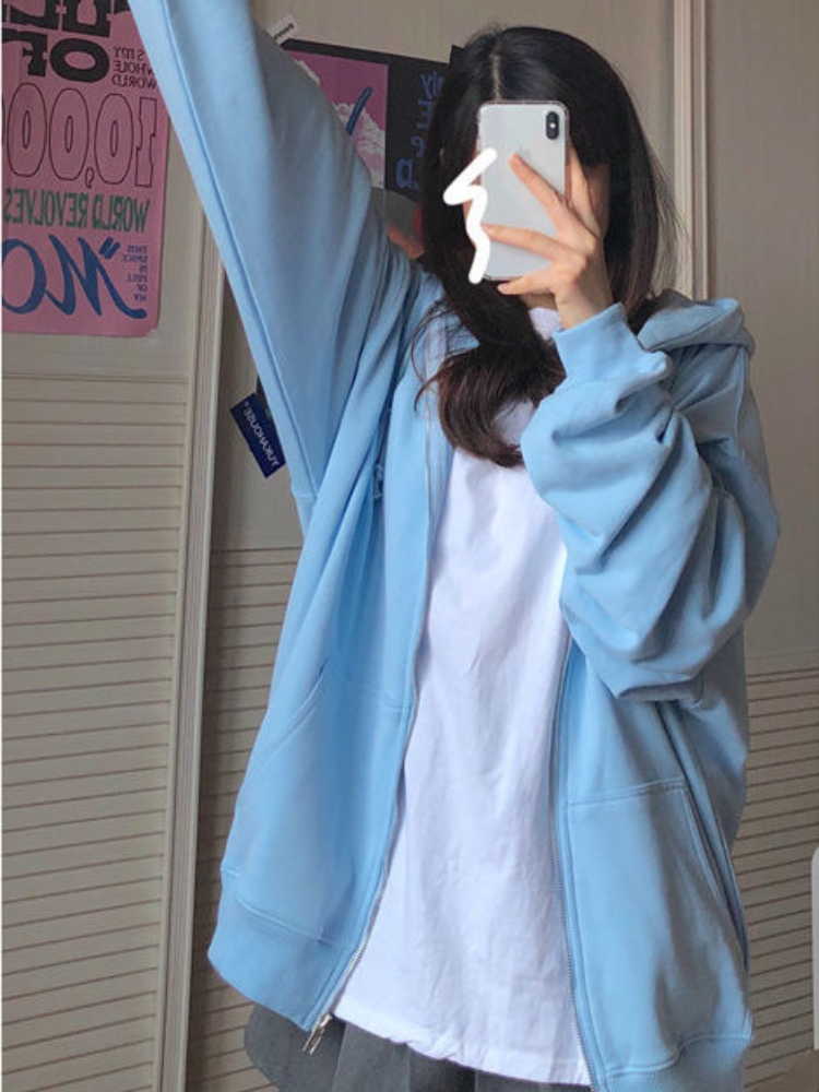 Oversized Hooded Sweatshirts K – Embroidery Zip Up Hoodie recenzja i cena