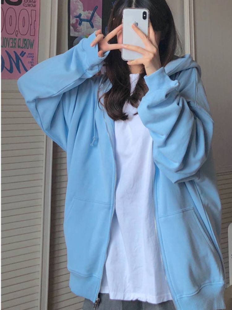 Oversized Hooded Sweatshirts K – Embroidery Zip Up Hoodie recenzja i cena