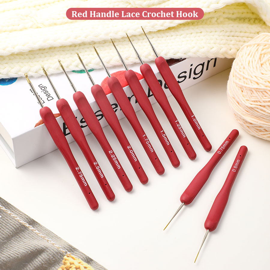 10pcs Red Crochet Set Kit Sili – Embroidery Needles recenzja i cena