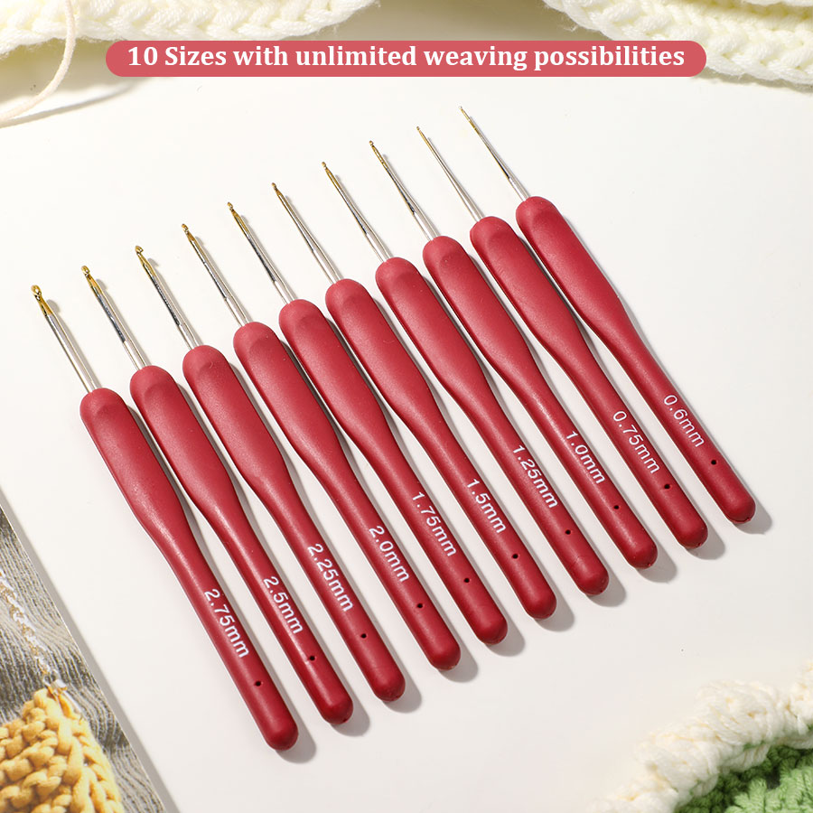 10pcs Red Crochet Set Kit Sili – Embroidery Needles recenzja i cena