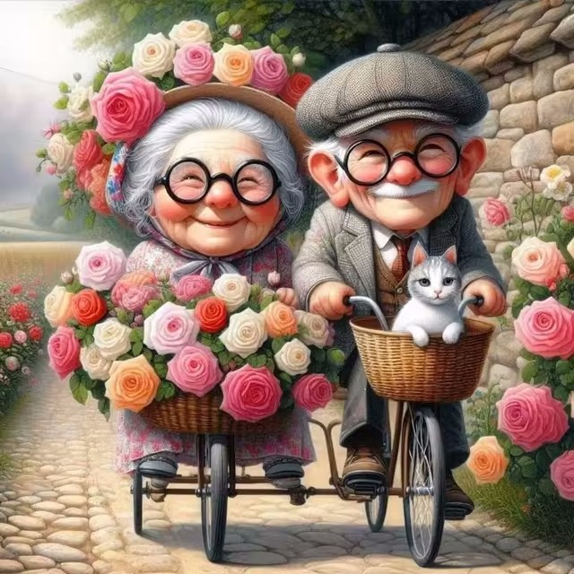 Cartoon Happy Old Couple 5D Fu – Embroidery Kit Set recenzja i cena