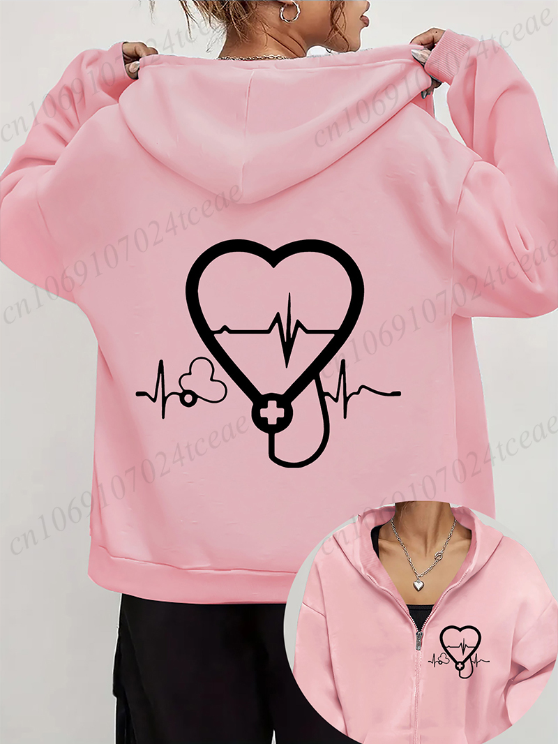 Women's Autumn Winter Hoodies  – Embroidery Zip Up Hoodie recenzja i cena