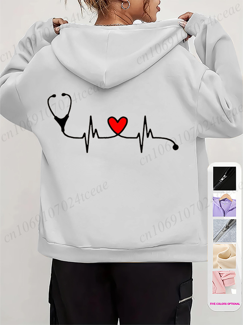 Women's Autumn Winter Hoodies  – Embroidery Zip Up Hoodie recenzja i cena