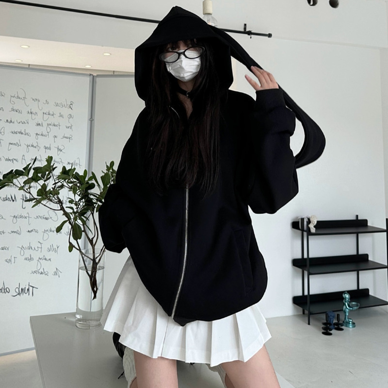 2025 Autumn Kawaii Bunny Big E – Embroidery Zip Up Hoodie recenzja i cena