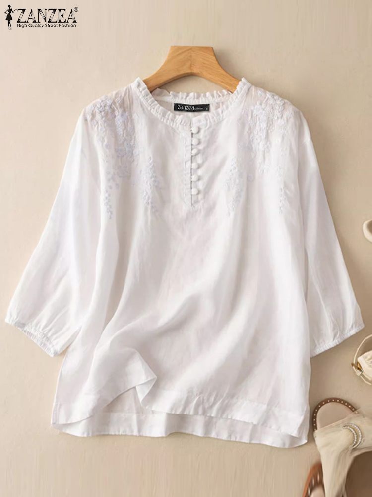 ZANZEA Summer Vintage Shirts E – Embroidery Job recenzja i cena