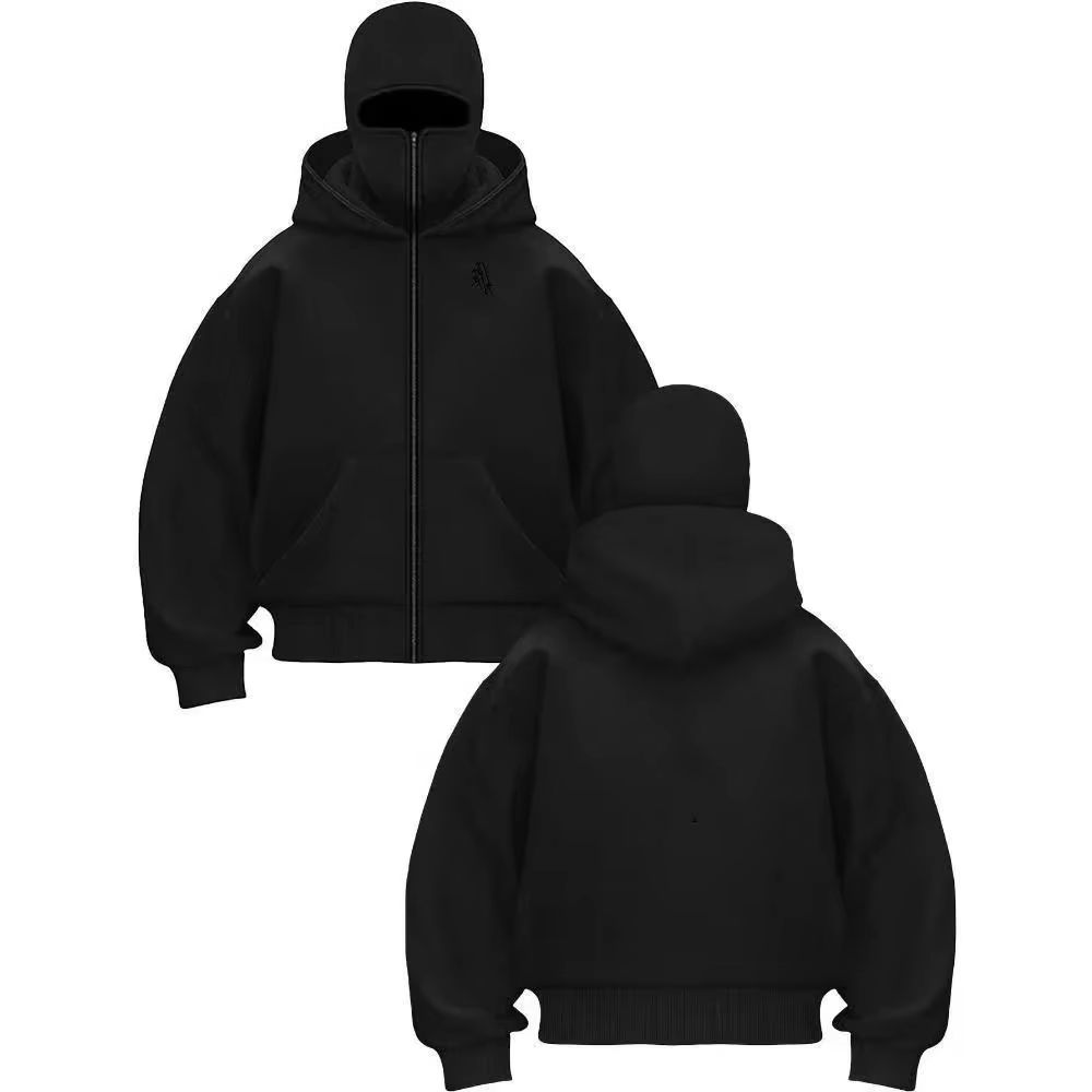 Balaclava Men Zip Hoodie Winte – Embroidery Zip Up Hoodie recenzja i cena