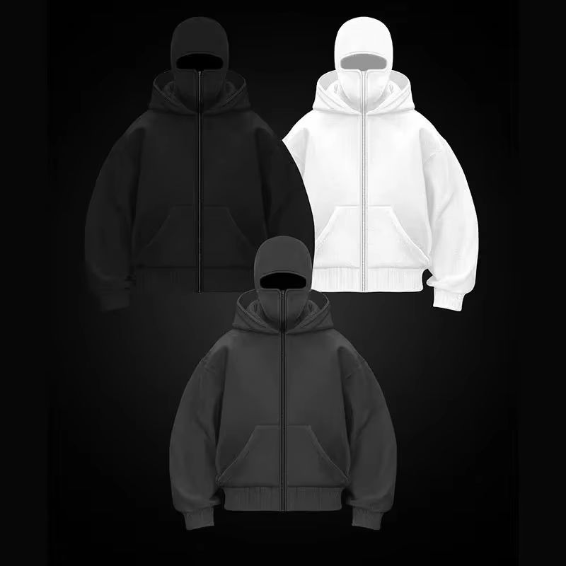 Balaclava Men Zip Hoodie Winte – Embroidery Zip Up Hoodie recenzja i cena