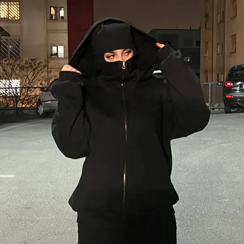 Balaclava Men Zip Hoodie Winte – Embroidery Zip Up Hoodie recenzja i cena