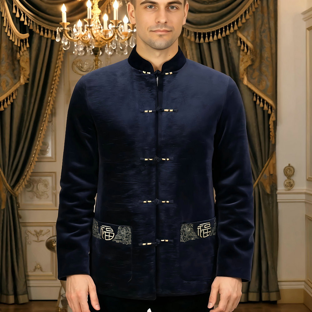 Men Velvet Fleece Lined Jacket – Embroidery Online Design recenzja i cena