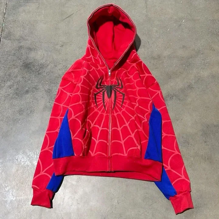 Men Spider Print Hoodies Women – Embroidery Zip Up Hoodie recenzja i cena