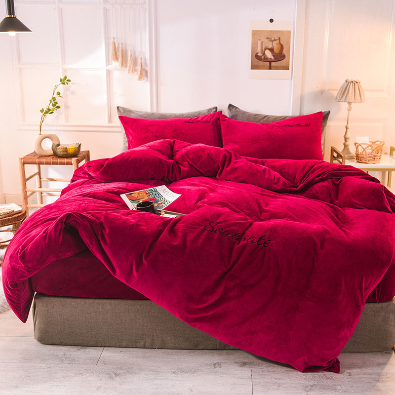 Coral Fleece Duvet Cover Winte – Embroidery Quilt Cover recenzja i cena