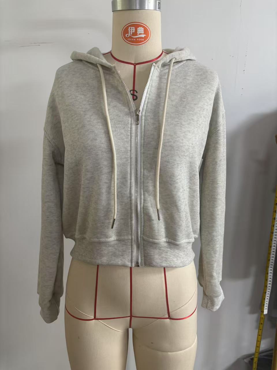 Women's Gray Cropped Zip Up Ho – Embroidery Zip Up Hoodie recenzja i cena