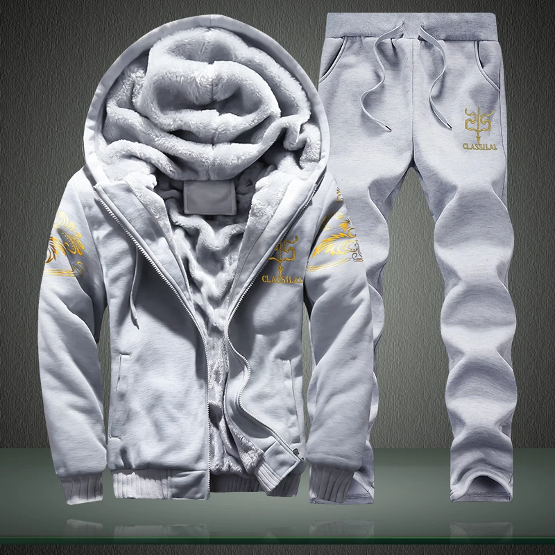 Autumn Winter Men's Sports Set – Embroidery Zip Up Hoodie recenzja i cena
