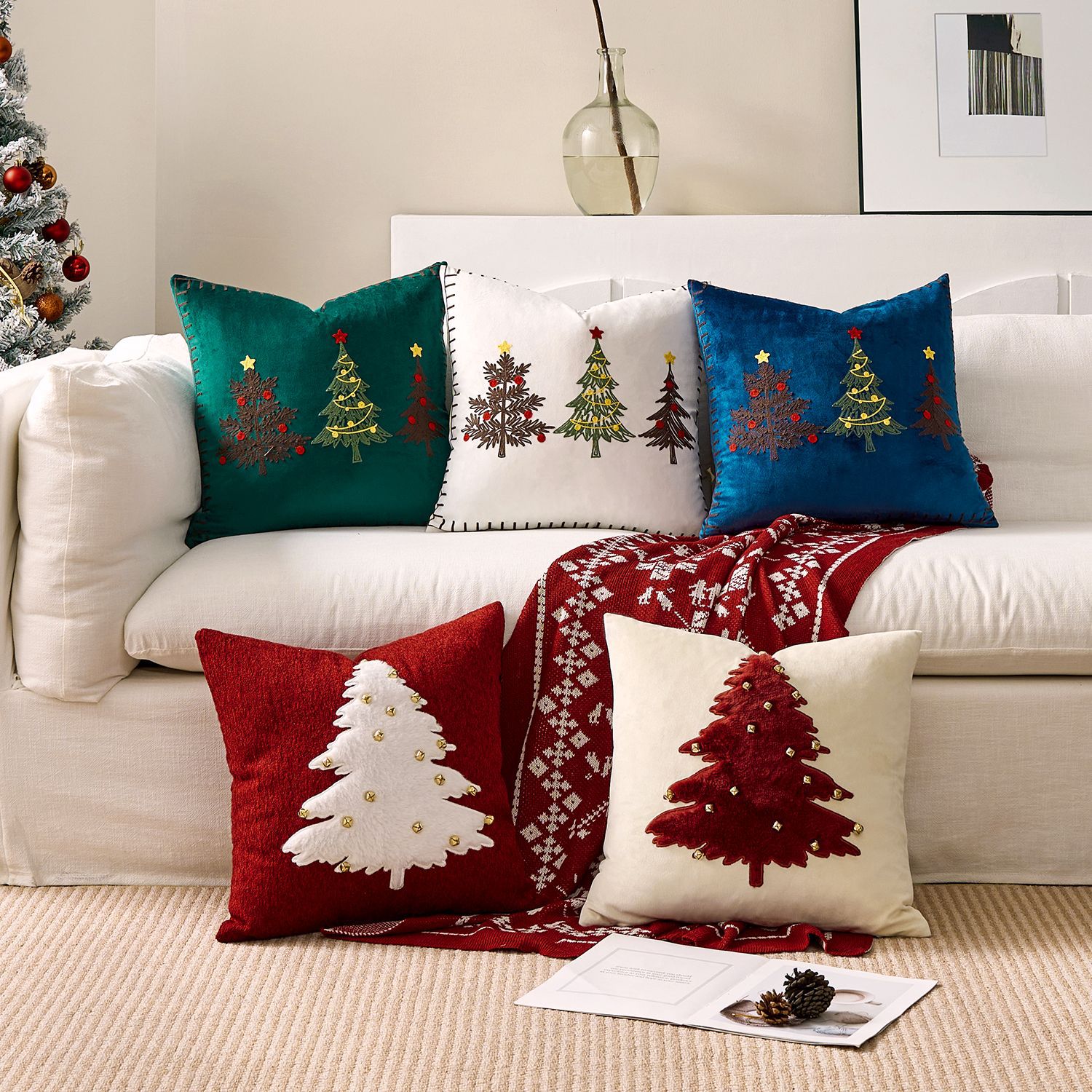 1pc Embroidery Cushion Cover C – Embroidery Xmas Tree recenzja i cena