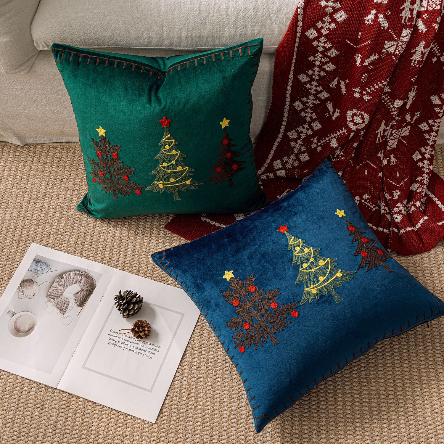 1pc Embroidery Cushion Cover C – Embroidery Xmas Tree recenzja i cena