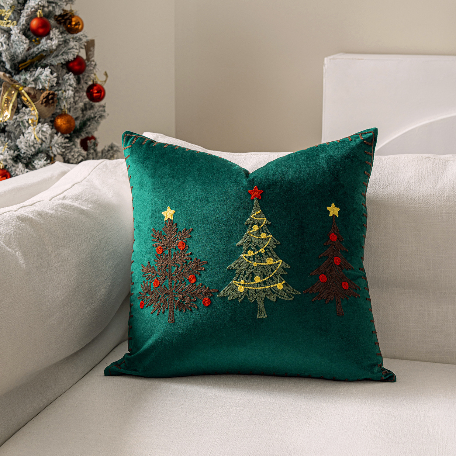 1pc Embroidery Cushion Cover C – Embroidery Xmas Tree recenzja i cena