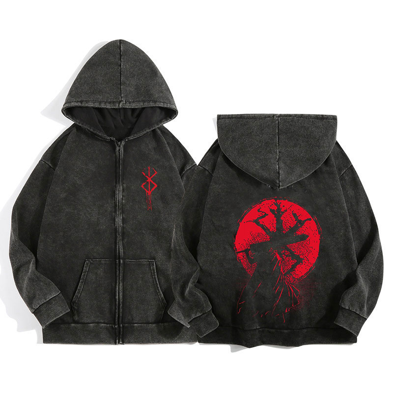 Anime Berserk Wash Zip Up Hood – Embroidery Zip Up Hoodie recenzja i cena