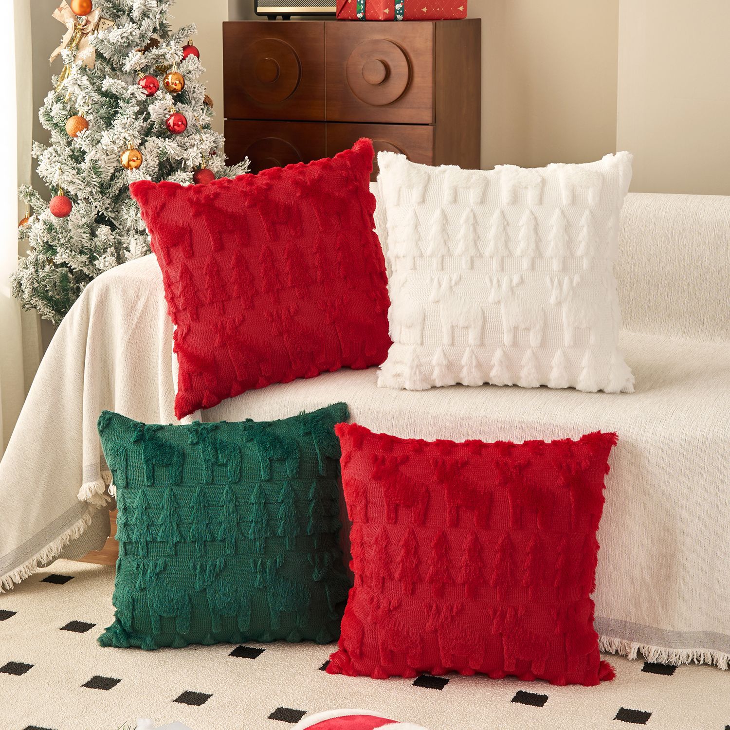 Christmas Plush Pillow Cover S – Embroidery Xmas Tree recenzja i cena