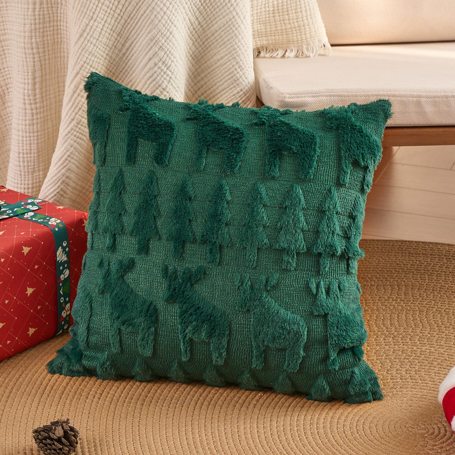Christmas Plush Pillow Cover S – Embroidery Xmas Tree recenzja i cena