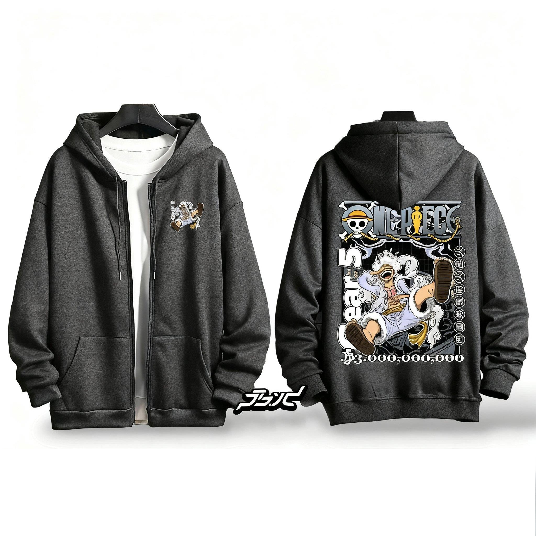 One Piece Gear 5 Luffy Anime H – Embroidery Zip Up Hoodie recenzja i cena