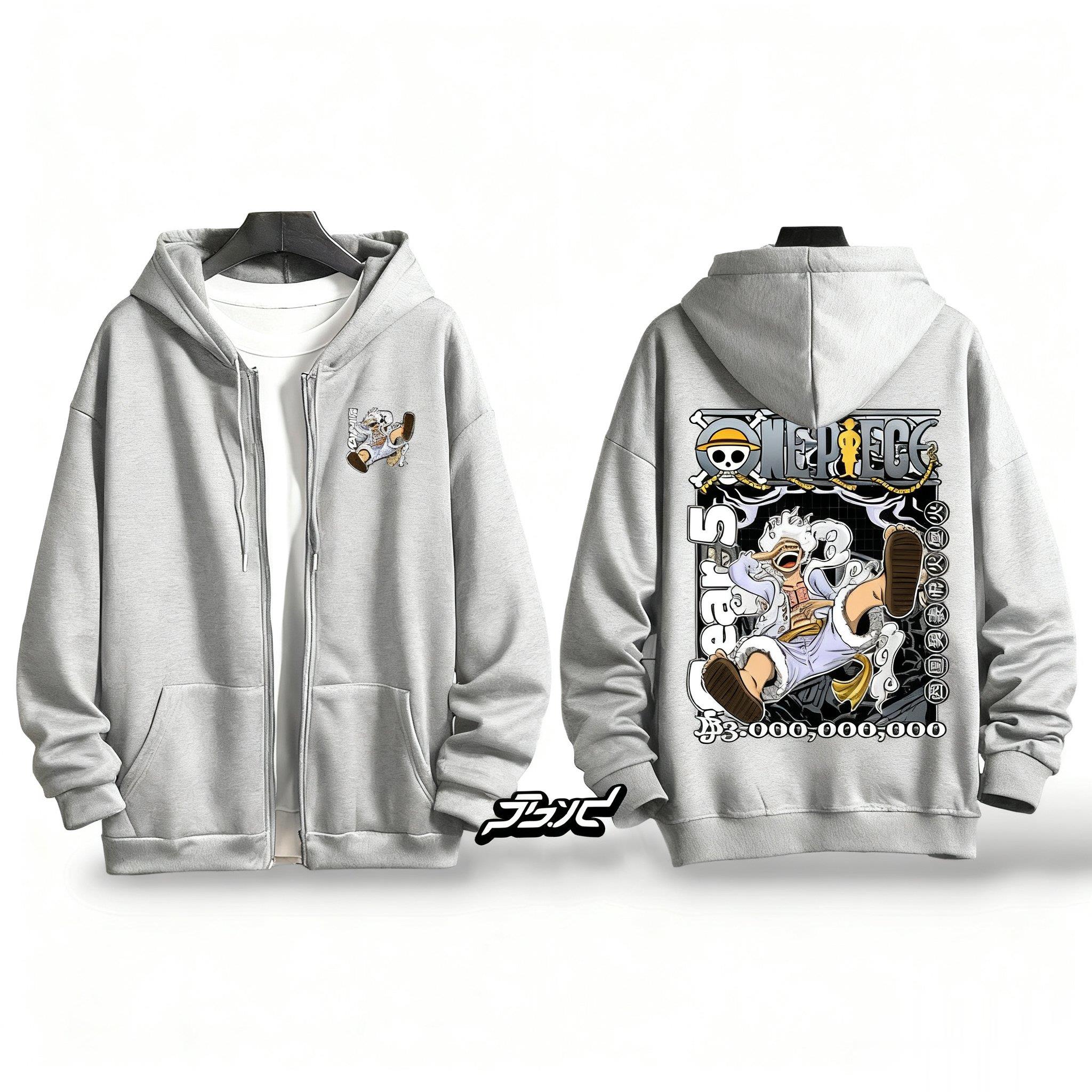 One Piece Gear 5 Luffy Anime H – Embroidery Zip Up Hoodie recenzja i cena