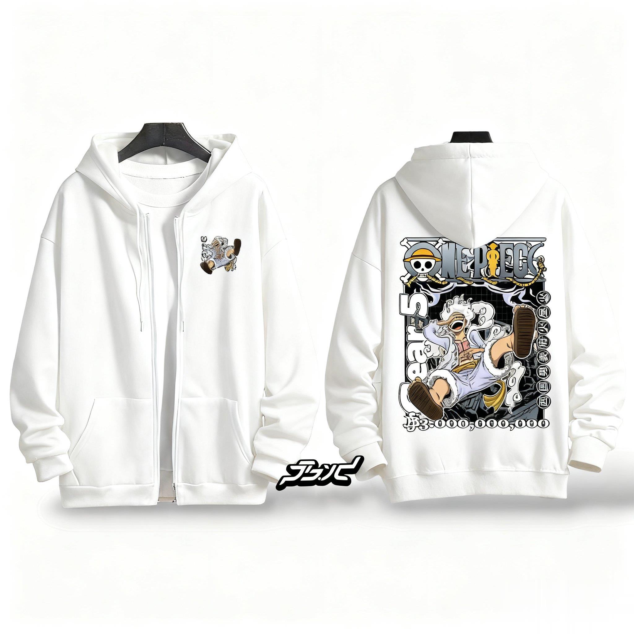 One Piece Gear 5 Luffy Anime H – Embroidery Zip Up Hoodie recenzja i cena