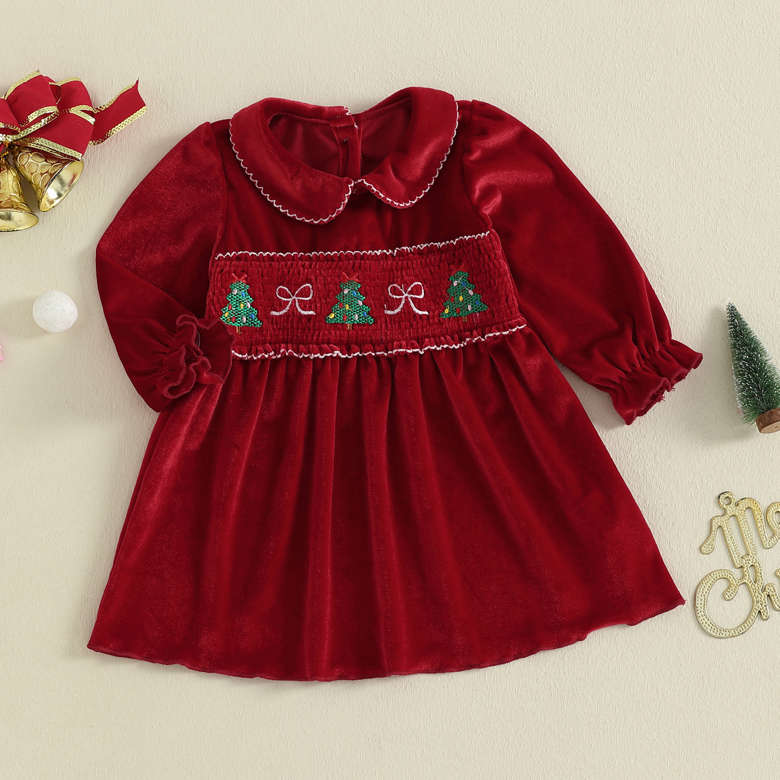 1-4Y Toddler Girl Christmas Ve – Embroidery Xmas Tree recenzja i cena
