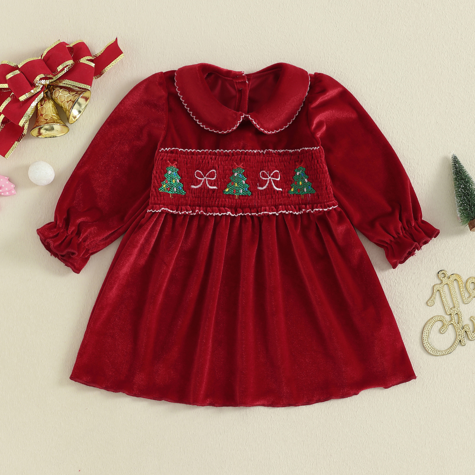 1-4Y Toddler Girl Christmas Ve – Embroidery Xmas Tree recenzja i cena